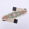 Bohemian Stretch Waist Belt Waistband with Ethnic Beads Accent Adjustable Wide Cinching Band for Dresses and Skirts