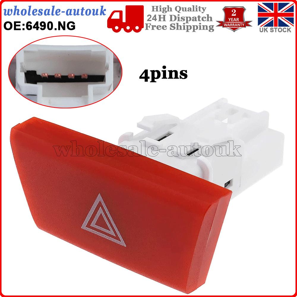 Hazard Light Warning Switch Button 6490NG for Citroen C1 Peugeot 107 Toyota Aygo