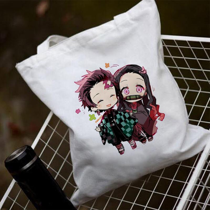 Demon Slayer Japan Anime Kimetsu No Yaiba Kamado Tanjirou Kabelky Taška cez rameno Nákupná kabelka Vysokokapacitná dámska plátená taška