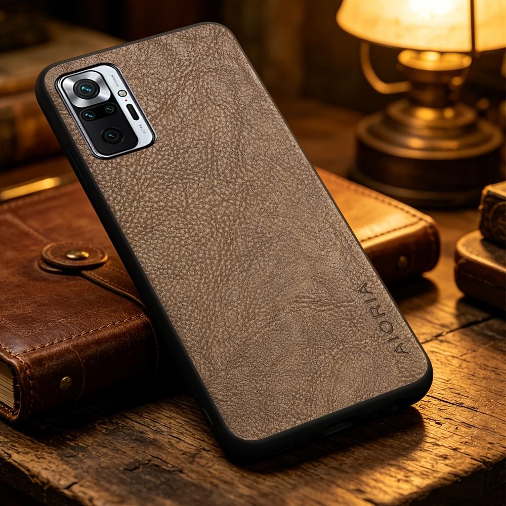 Phone Case: Solid Color Synthetic Leather Phone Case for Xiaomi Redmi Note 10 Pro Max 10S Smart Precise Camera Hole