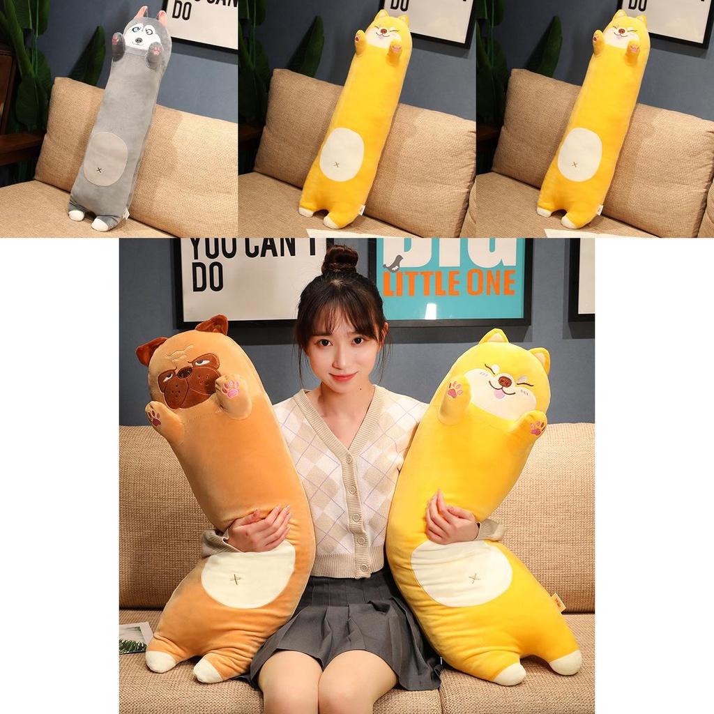 Süßer Cartoon Shiba Inu Husky Langes Kuschelkissen Weiches Plüsch Hundebett Kissen Für Mädchen Geschenk 70cm 90cm 1,1m
