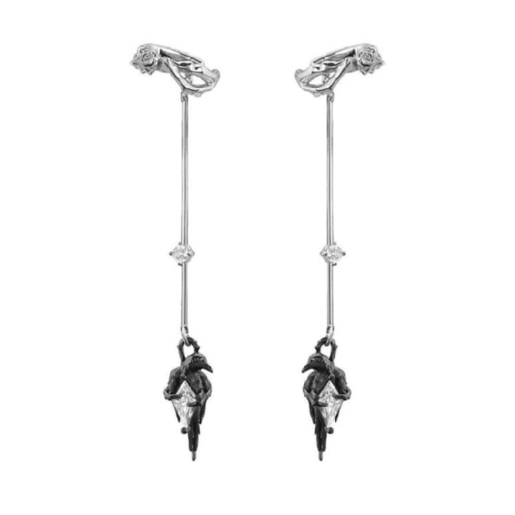 Mysterious Animal Ear Cuff Clip On Dark Jewelry Unisex Gothic With Rose Detail Stylish Eardrop Earhook Pendant Gift