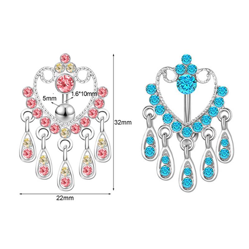 Pink Pendant Belly Button Ring For Women Stainless Steel Navel Piercing Jewelry Rabbit Heart Bear Butterfly Belly Ring