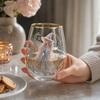 Printed Glass Cup for and Beverages, Household Drinking Tumbler with Pattern