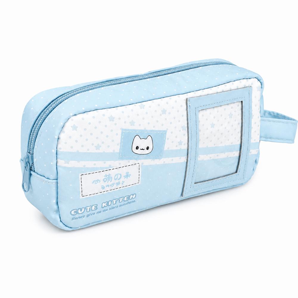 Blue Pencil Case Cute Cat Stationery Bag Kawaii Stationery Pouch  Gift