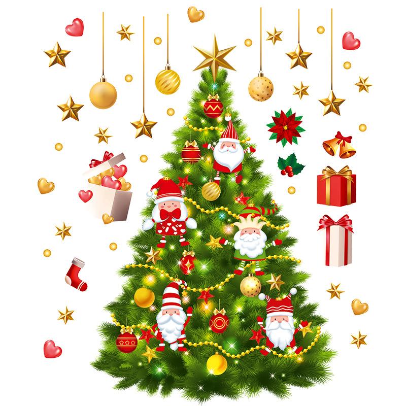 Christmas Tree Decorations, Shop Window Glass Door Stickers, Scene Arrangement, Holiday Gift Window Stickers