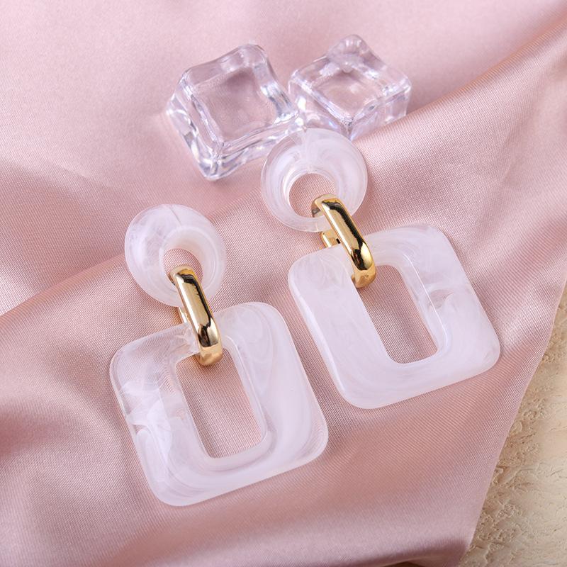 Textured Geometric Square Acrylic Stud Earrings Vintage Earrings Ear Accessories
