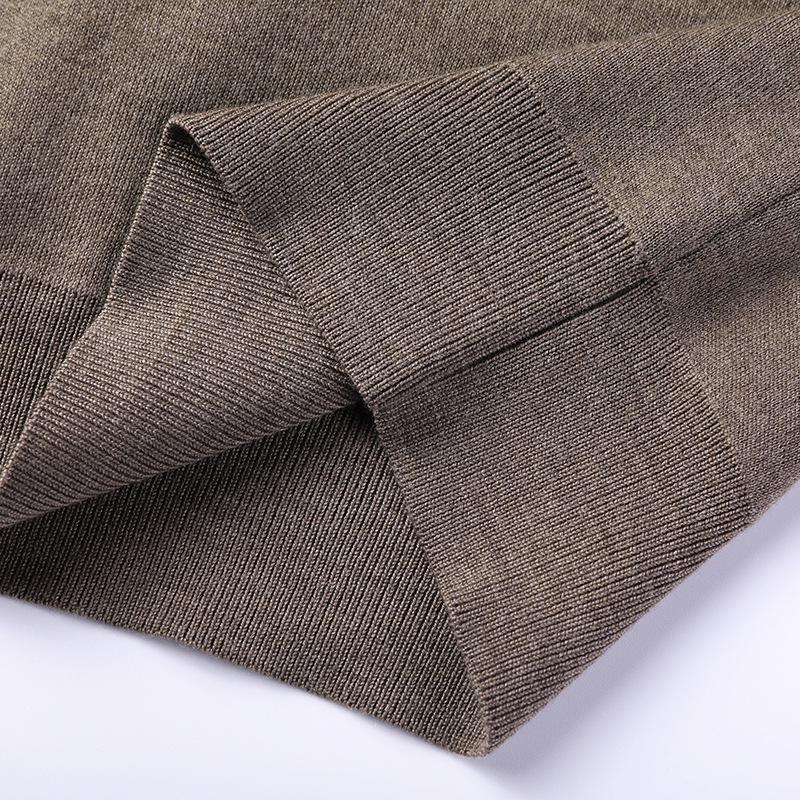 Men's V-Neck Solid Color Sweater - 100% Fine Wool, Thickened for Autumn/Winter, Long Sleeve Knitwear