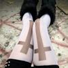Neue Harajuku Weiße Buchstaben Druck Socken Gothic Retro Stil Y2K Emo Mode Kawaii 2000er Schlank Sitzende Kniestrümpfe für Cosplay Niedlich