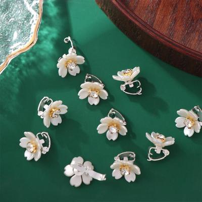 10pcs Dread Locks Flower Decor Hair Ring Metal Cuff Headwear Dreadlocks Beads DIY Charm Hair Braid Rings Clips Hair Jewelry