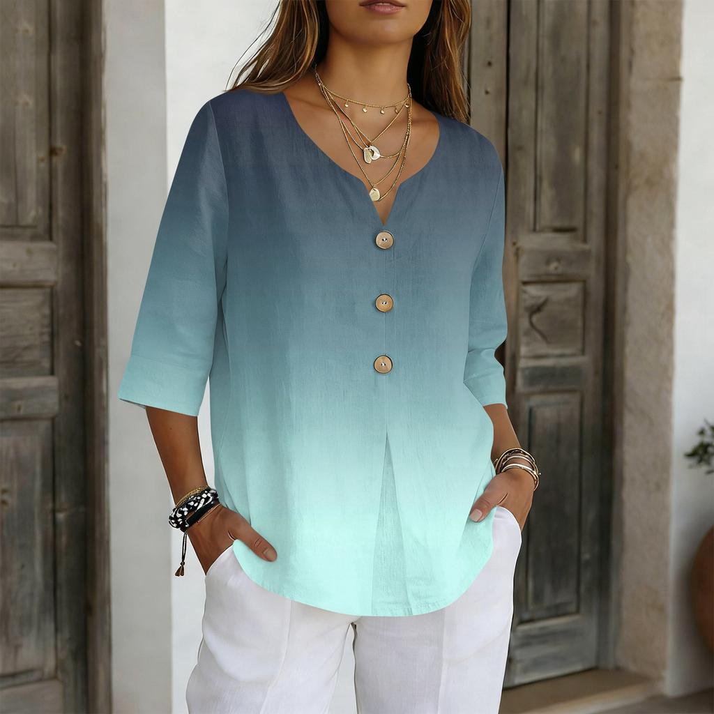 Camisas para Mujer Casuales Elegantes Camisetas de Manga 3/4 Tops tipo Túnica Camisetas Básicas Suéteres Blusas de Trabajo