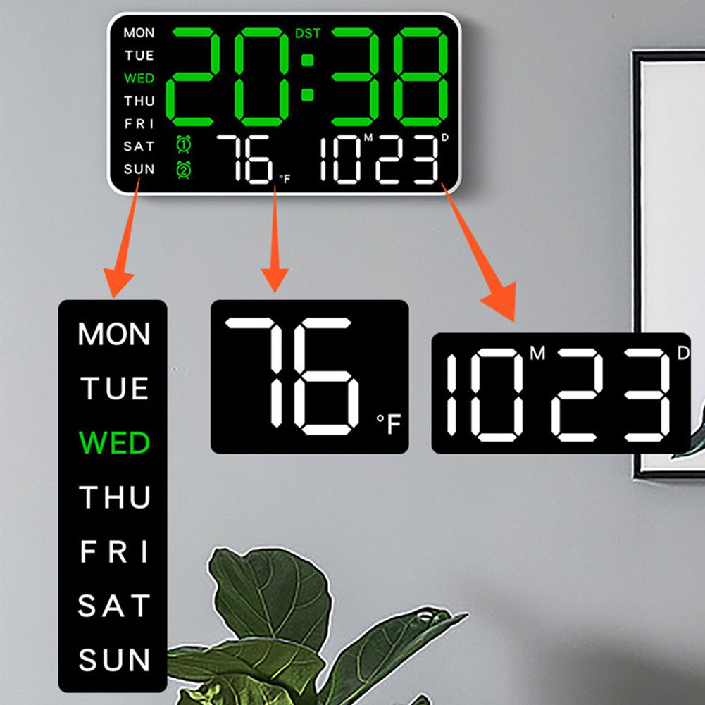 Adjustable Brightness LED Digital Table Wall Clock Temperature Date Week