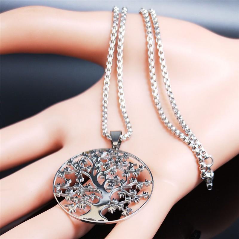 The Tree of Life Necklace Titanium Steel Pendant Versatile Snake Bone Chain