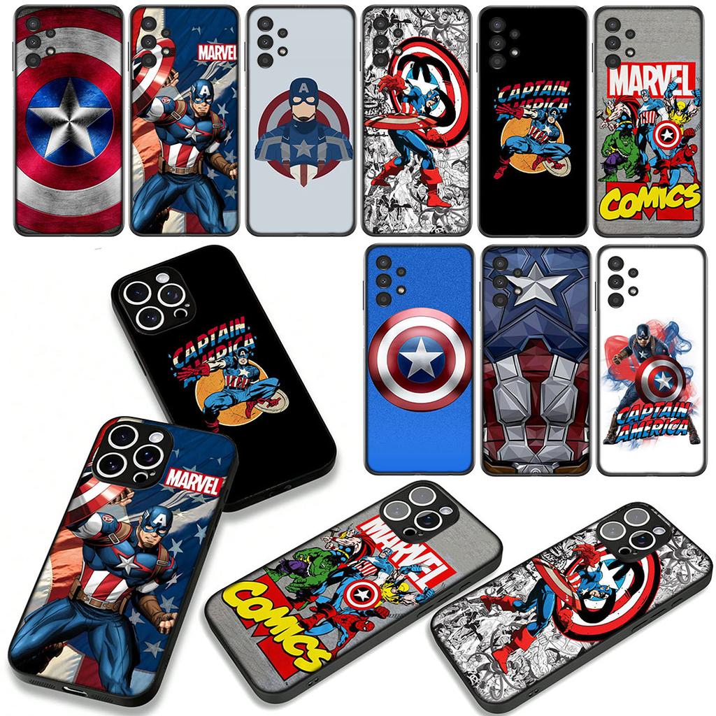 Para Samsung Galaxy A07 A13 A12 A14 A23 A50 A51 A52 A53 A70 A71 A72 Note 20 9 8 10 Funda Marvel Escudo del Capitán América Superhéroe