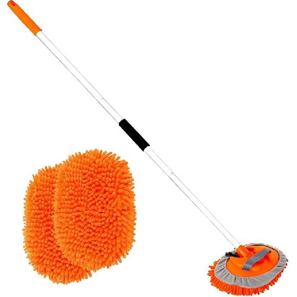 Windshield Cleaner, Car Windshield Cleaning Tool With 3 Reusable And Washable Microfiber Pads And Extendable Handle Microfiber Car Window Cleaner