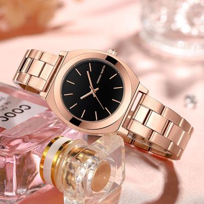 HannahMartin Uhr Damen Edelstahlarmband Wasserdicht Business Armbanduhr Elegante Damen Quarz Uhr