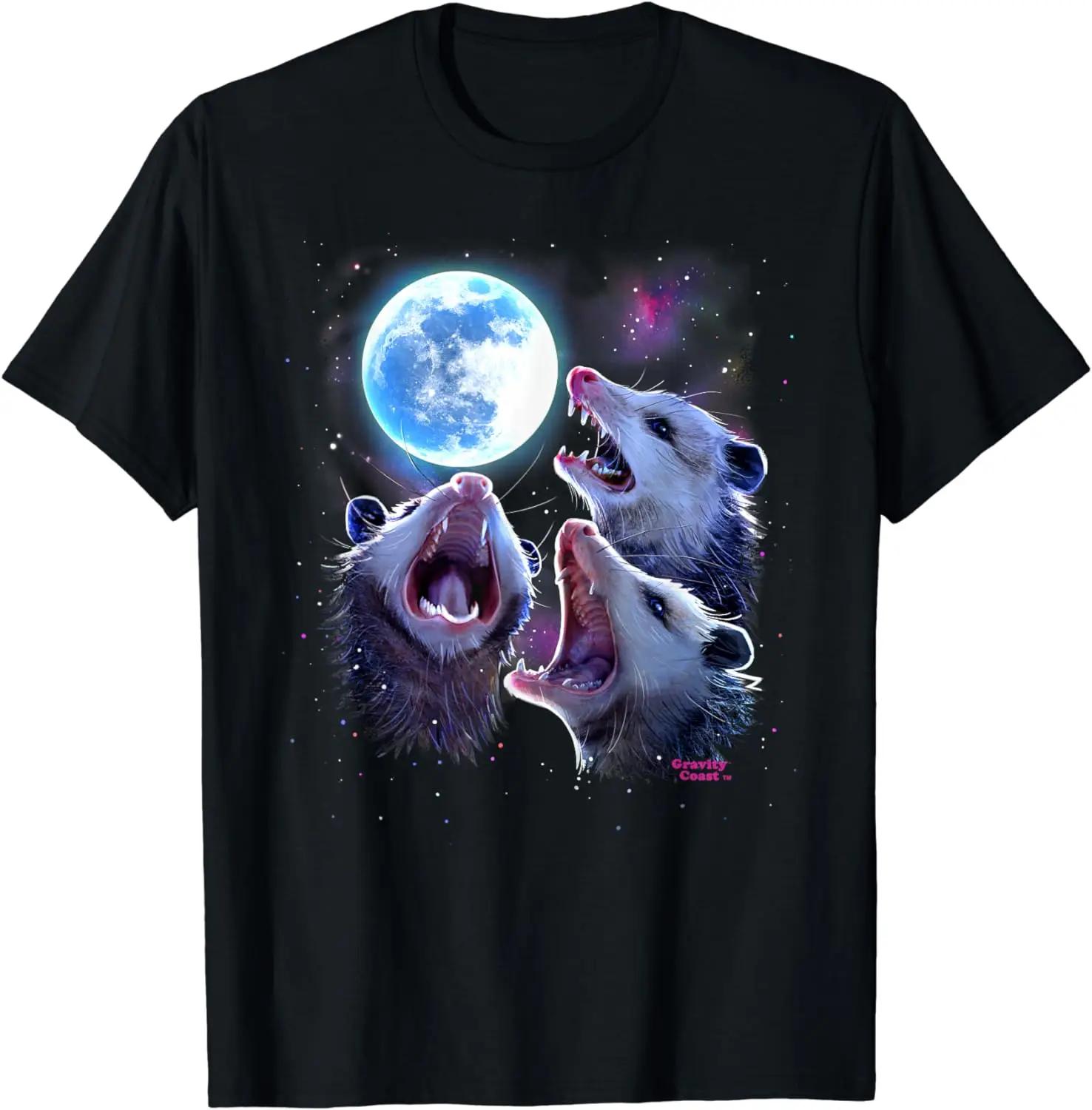 

Three Opossums Howling At The Moon Funny Pet Possum Shirt TShirt Women Clothing Fashion Graphic T Shirts Summer Streetwear Y2K 4XL
