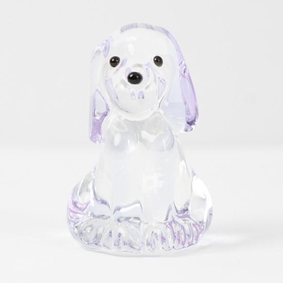 Hand Blown Mini Glass Dog Figurine Handmade Faux Crystal Cute Dog Statue Collectible Animal Ornament for Home Decor Pet Lover Gifts