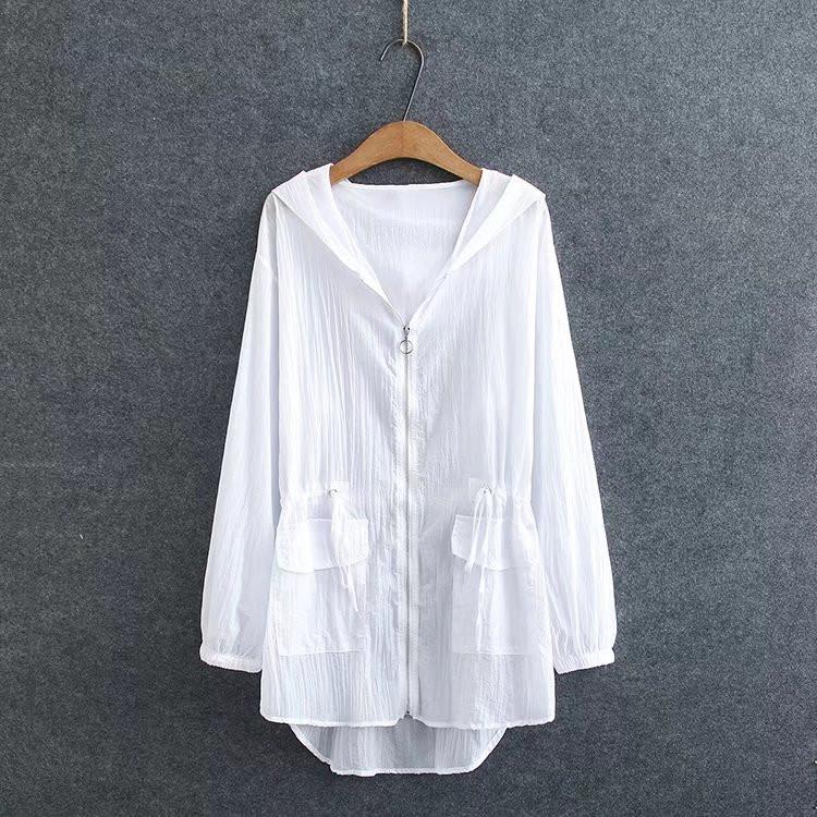 

Женская одежда больших размеров, куртка с длинными рукавами, с капюшоном, застежкой-молнией на талии, тонкий кардиган, солнцезащитная одежда большого размера 4XL белый