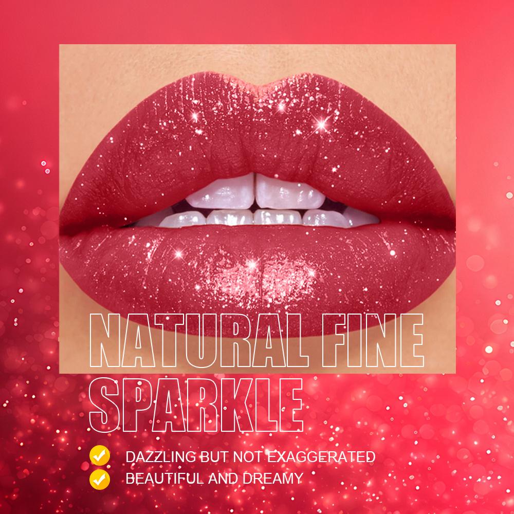 Meerjungfrau Glitzer Samt Lippenstift- Metallisches Finish, Lang anhaltender Glanz & Glitzer, Perfektes Geschenk für Frauen- Erhältlich in Orange, Rosa, Lila, Rot