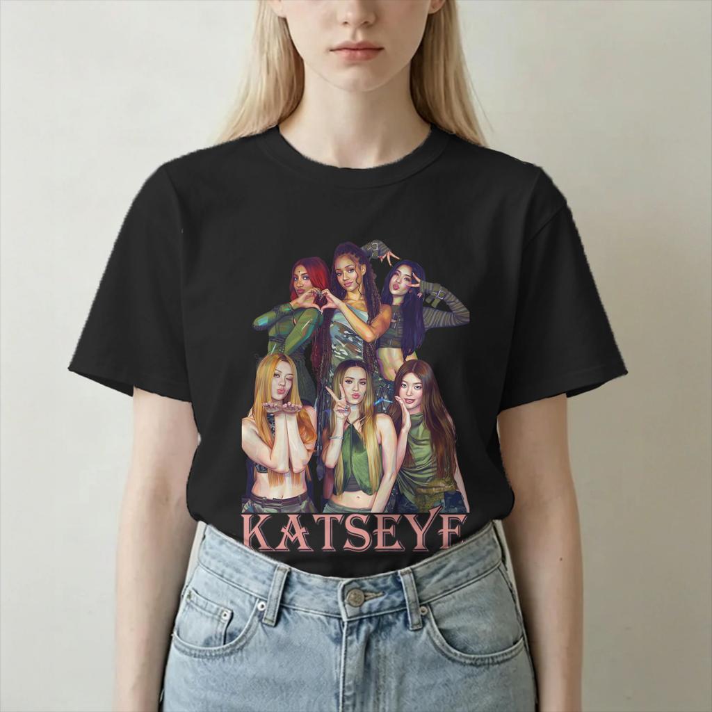 Katseye Kpop Idol T Shirts Unisex Unisex 100 Cotton Vintage TShirts Round Neck Korea Music Tees Short Sleeve Clothing Gift Idea