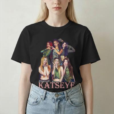 Katseye Kpop Idol T Shirts Unisex Unisex 100 Cotton Vintage TShirts Round Neck Korea Music Tees Short Sleeve Clothing Gift Idea