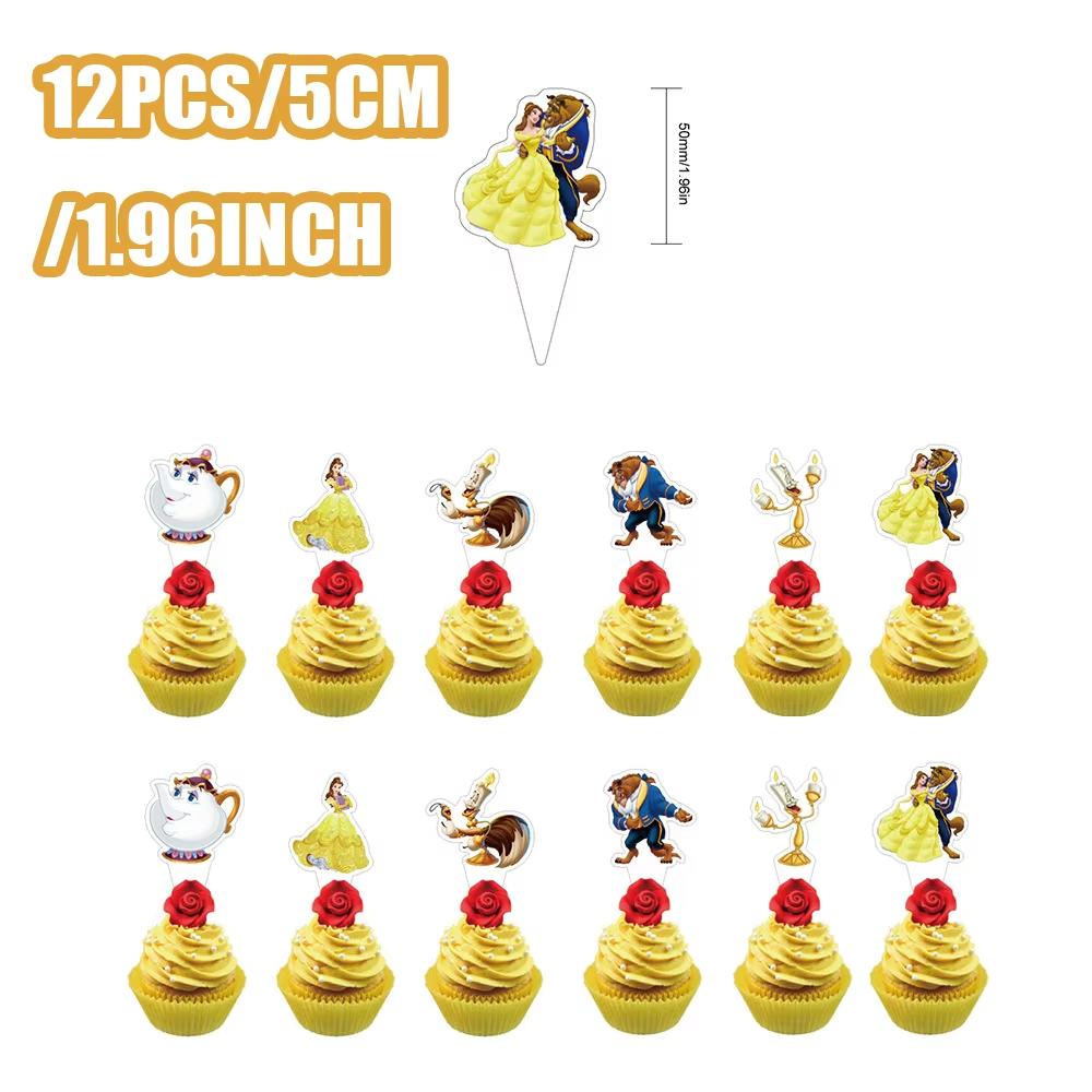 Beauty And The Beast Party Decoration Birthday Backdrop Belle Princess Paper Cup Plate Balloons For Girl Favor Gifts Baby Shower
