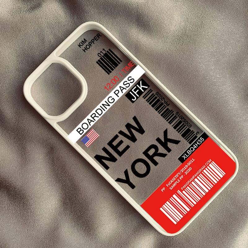 Hot Ticket Travel Label Los Angeles Seoul London Phone Case For iPhone 16 14 Pro Max 15 13 11 12 XR 7 8Plus Clear Hard Cover Bag
