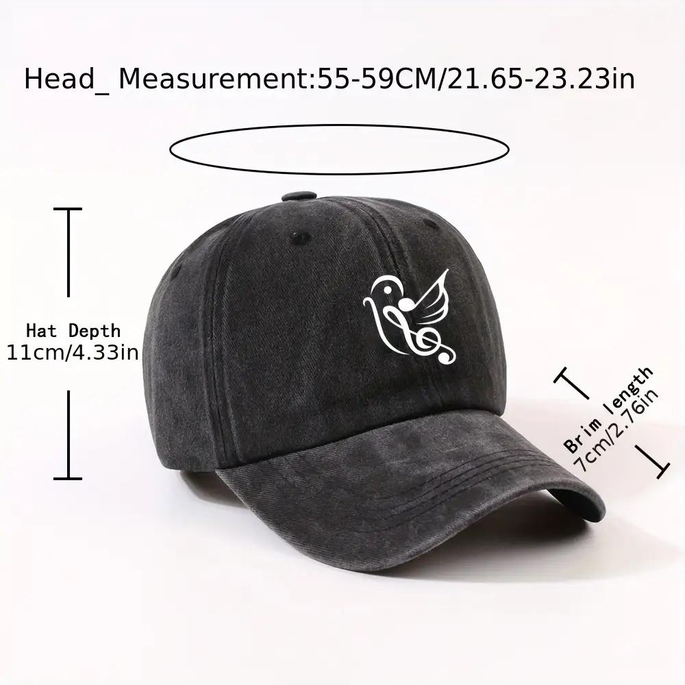 Music Bird Treble Clef Baseball Cap Vintage Washed Polyester Adjustable Unisex Casual Hat