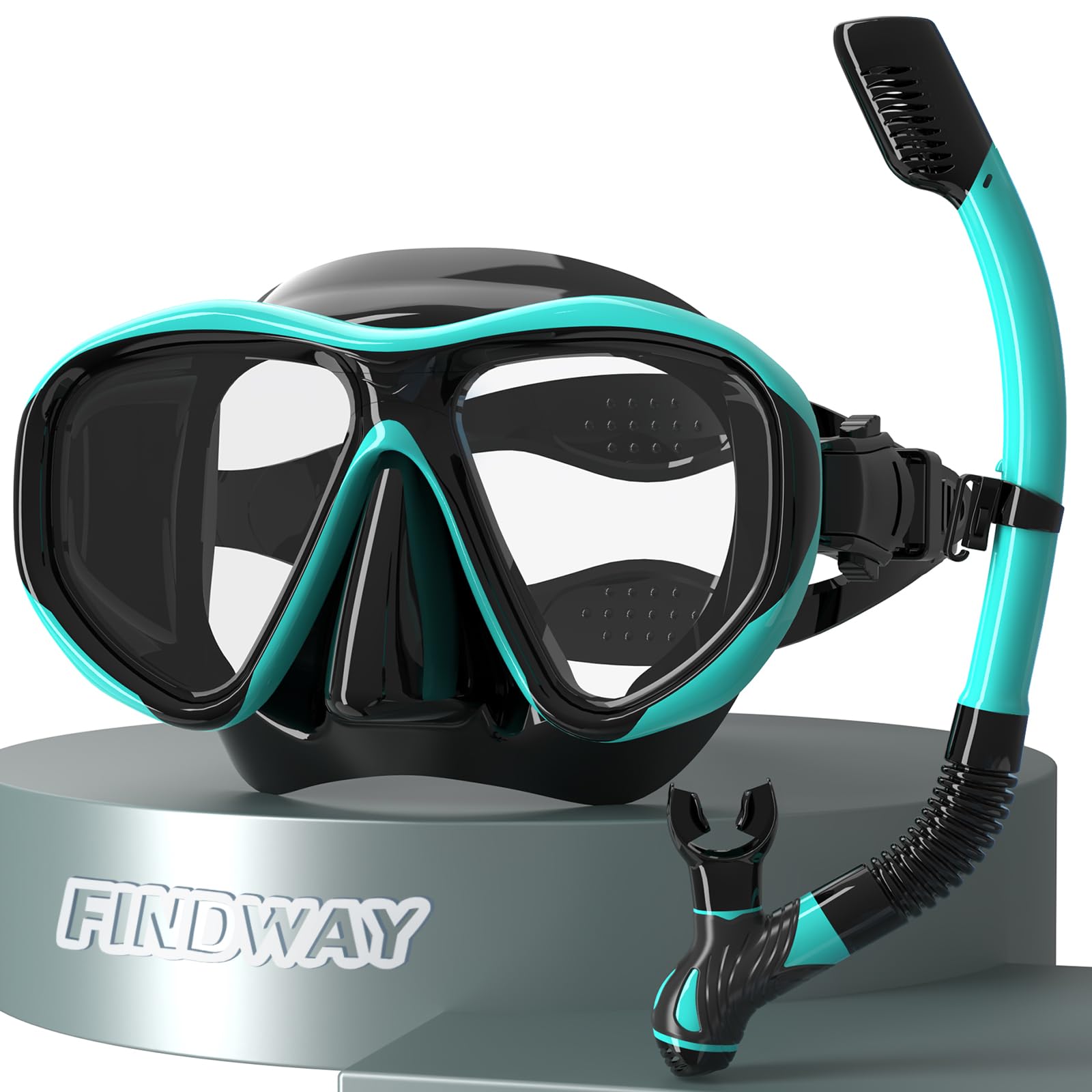 

Findway Маска для снорклинга и набор трубок для сухого снорклинга, дайвинга под водой, закаленное стекло, предотвращает попадание воды, широкий угол обзора, взрослые, набор, очки, унисекс,