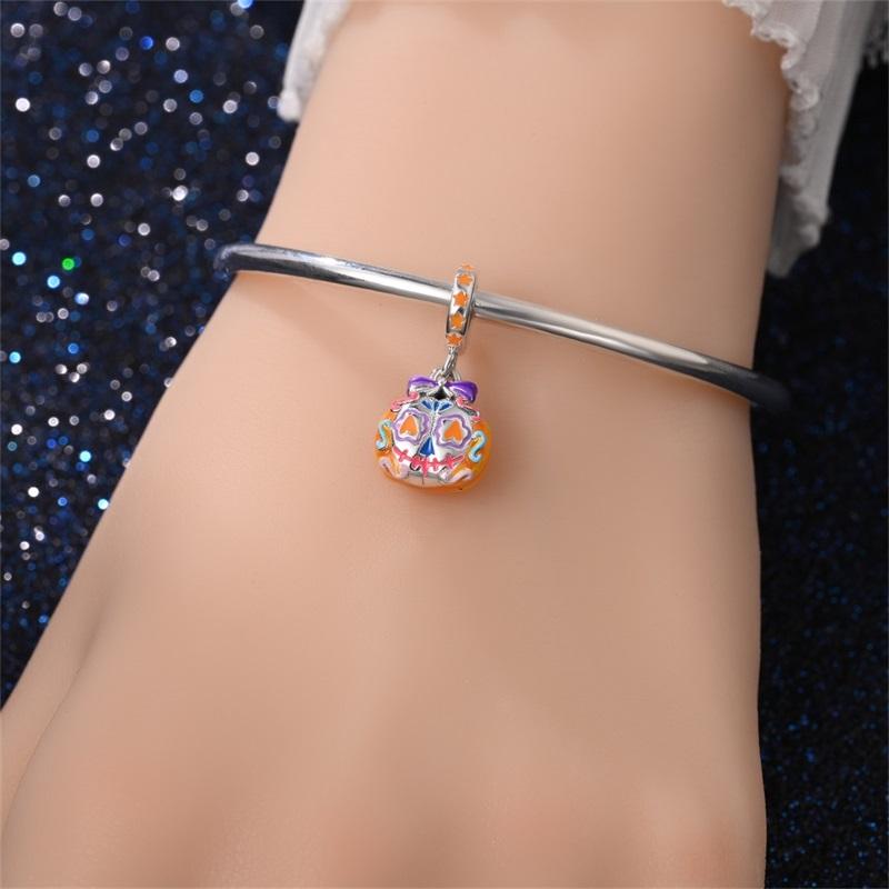 Copper Luminous Halloween Charms Pumpkin Pendant Jewellery Fit Original Bracelet Necklace For Women Diy Gift