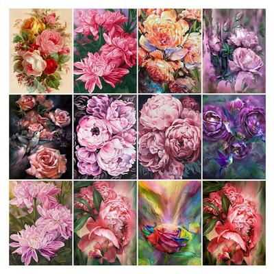 Volle Bohrer Diamant Malerei Blumen Pfingstrose Diamant Stickerei Kreuz Stich Dekoration Mosaik Kunst Bild Home Decor