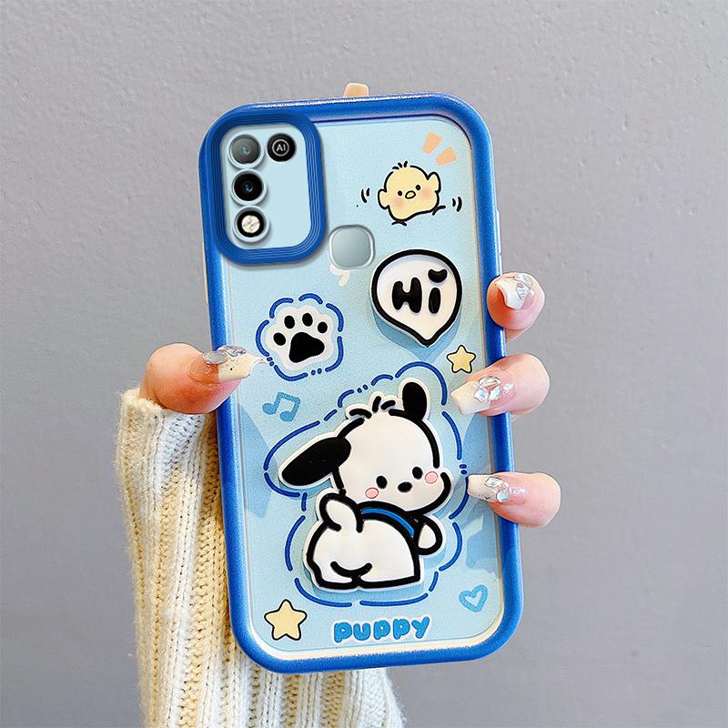 KEYSION Shockproof Case for Infinix Hot 11 Play with Lanyard Silicone Cute 3D Cartoon Doll Phone Cover for Infinix Hot 9 10 Play