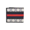 Gucci Ophidia Logo Stripe Canvas And Leather Card Holder Wallet Men Wallets Blue Beige 597606-96IWN-4076