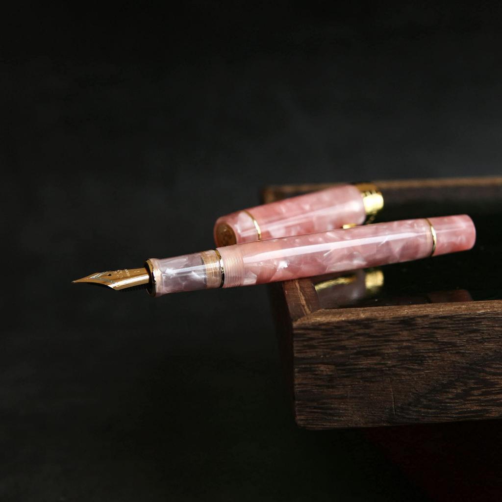 JINHAO Fountain Pen, Rose Gold Plated, Fine Nib, Smooth Writing, Classic Pen, with Ink Converter (Powder)
