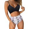 Two Piece Bikini Swimsuit for Women High Waist Bottom with Adjustable Straps and V Neck Top Tie Dye Print Swimwear Set