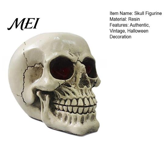 Halloween Party Zubehör Harz Totenkopf Figur, Realistisches Menschliches Kopfmodell, Gruselige Feiertagsgeschenk für Horrorfans Statue Innen Kamin Küche Gotisch