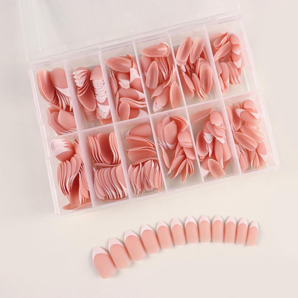 European American Medium Almond French Pointed Wearable False Nails - 360 Pieces
