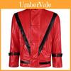Michael Jackson Red Pu Leather Cosplay Jacket For Halloween And Themed Party Performances