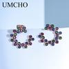 Klassische Ohrstecker Mode 925 Silber Runde Mini Ohrring Set Halbcreolen Bunte Zirkonia Damen Luxusschmuck Creolen