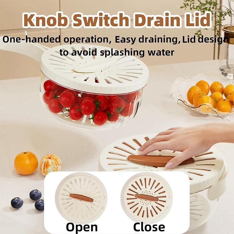 Fruit Strainer 2 In 1 Drainer And Strainer Multi-function Drain Basket Fruit Vegetable Washing Basket With Lid Drainer Tool Bowl6