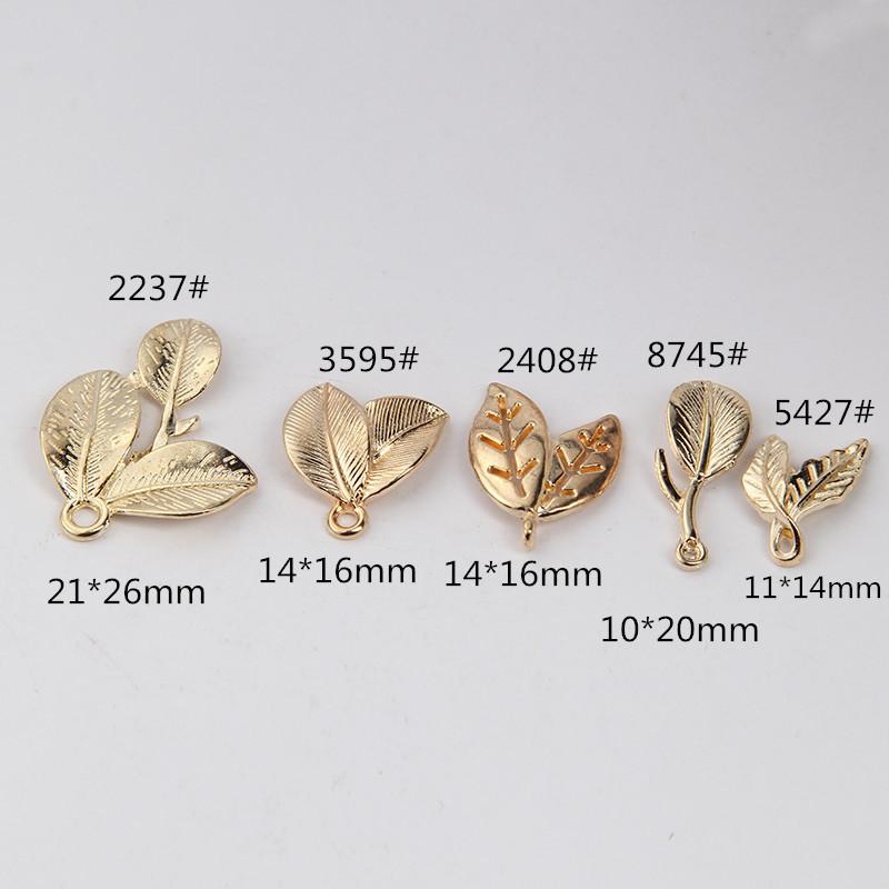 20Pcs KC Gold Copper Metal Leaf Charms Tree Leaves Charms Pendant for DIY Handmade Bracelet Necklace Jewelry Making Accessories