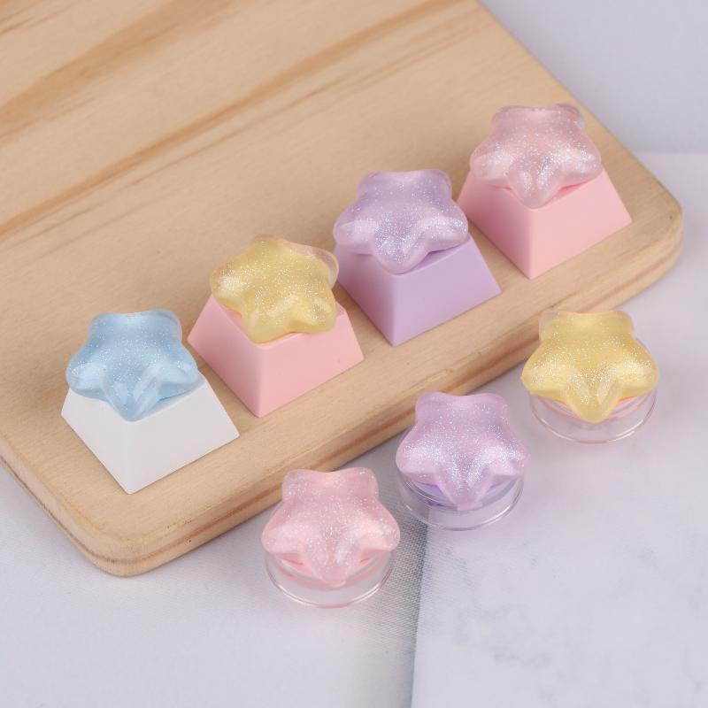 4Pcs Cute Star Keycaps Sweet Translucent Girl Personalized Gift Key Cap For Mechanical Keyboard Accessories