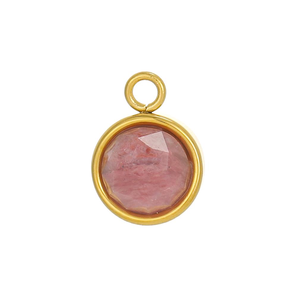 CARLIDANA Stainless Steel Multi-Color Natural Stone Jewelry Charm Fan Round Pendant for DIY Necklace Earrings Accessories