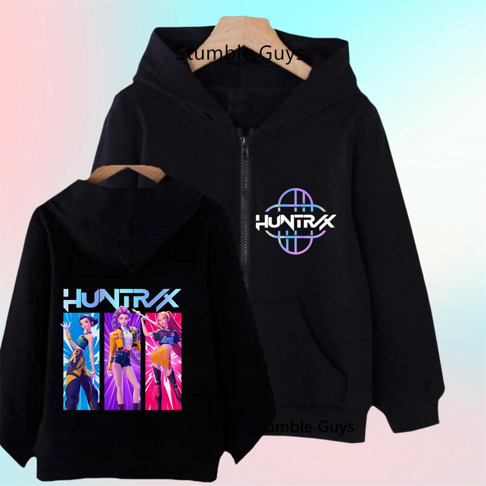 Funny Zip Up Sweatshirts Kpop Demon Hunters Hoodie Children Clothes Kid Girl Boy Sweatshirt Zipper Hoody Baby Casual Top