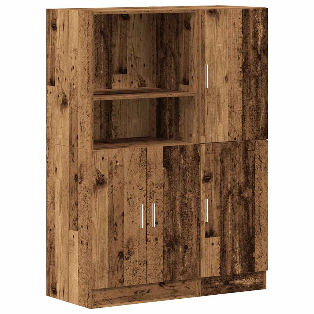 2 Piece Kitchen Cabinet Set Rustic Wood Look Engineered Wood