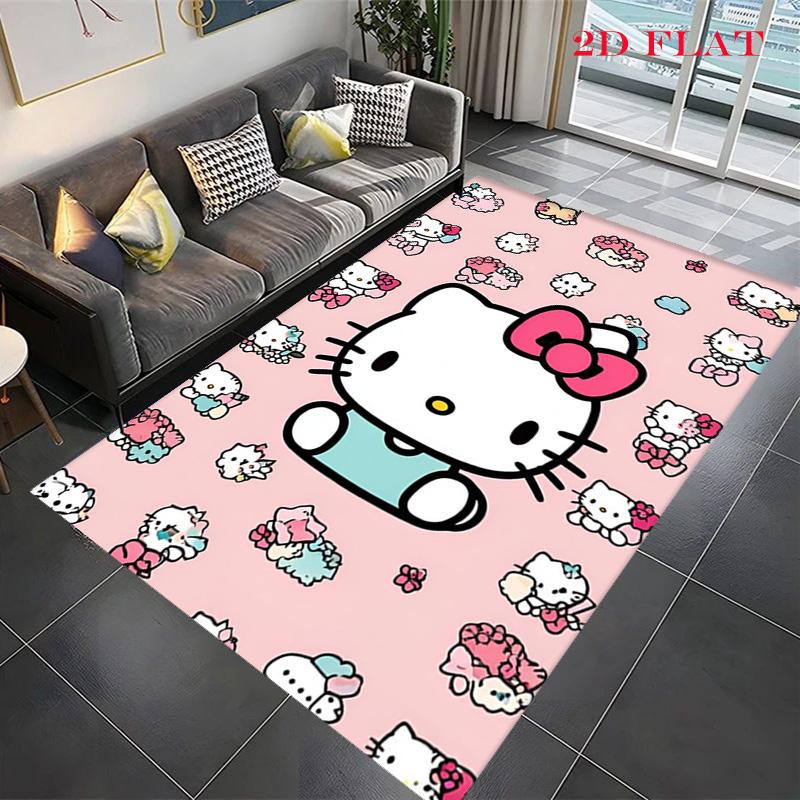 Hello Kitty Neon Stripes carpet Camping Trip Suitable For All Seasons Nap carpet Outdoor Plush carpet Bedroom