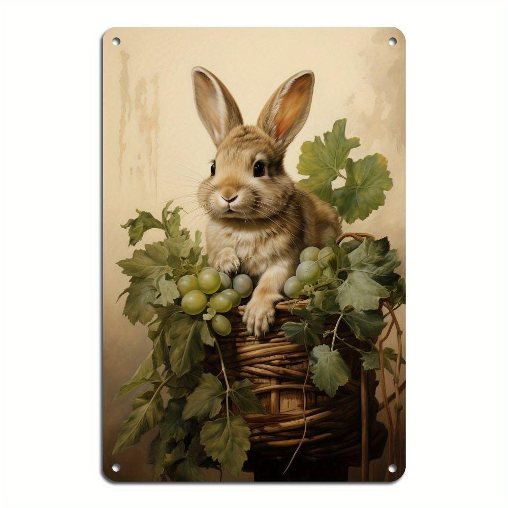 Easter Rabbit Metal Tin Sign Wall Art Decor 20x30cm