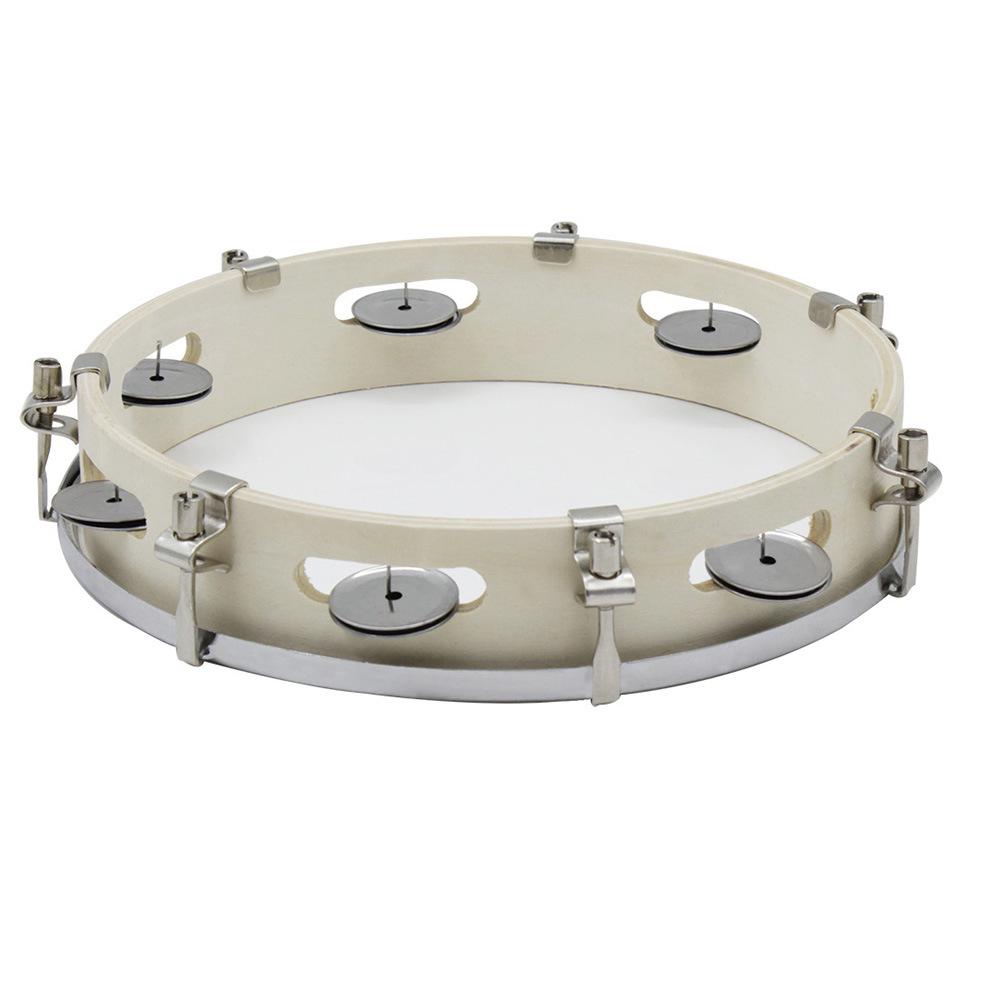 10-Inch Wooden Hand-Shaken Tambourine Drum for Children's Dance and Early Education Orff Percussion Instruments