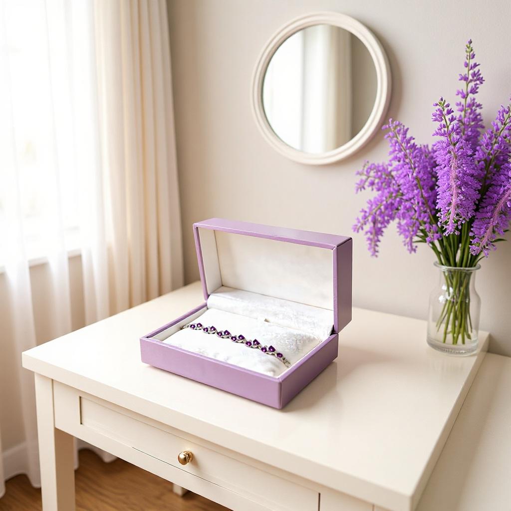 Light Luxury Purple Zircon Geometric Bracelet, Stainless Steel, Spring 2026 Edition